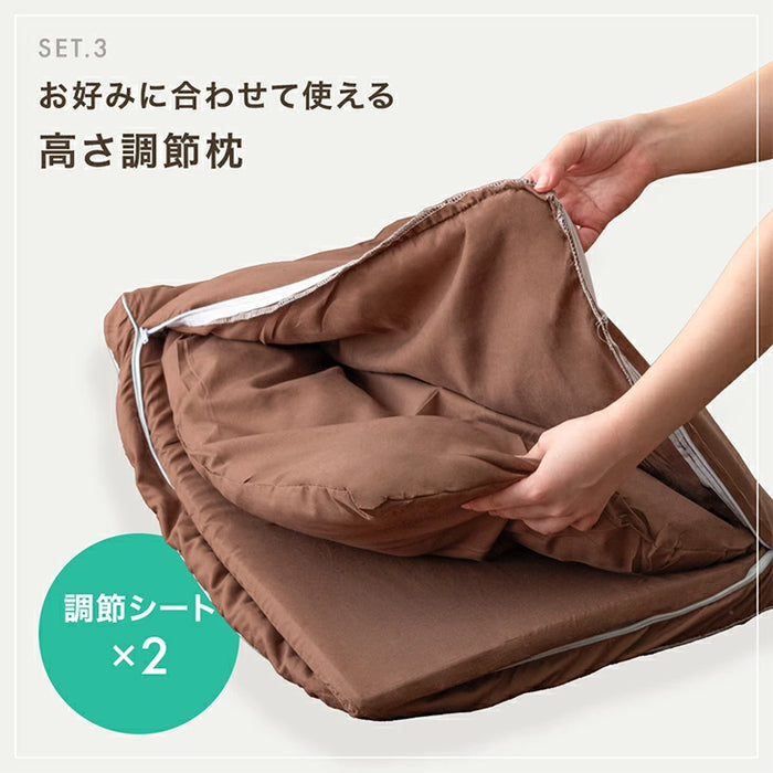 [ダブル] ポケットコイルマットレス 布団セット 9点 洗える 収納ケース カバー付き 防菌 防臭〔81900054〕