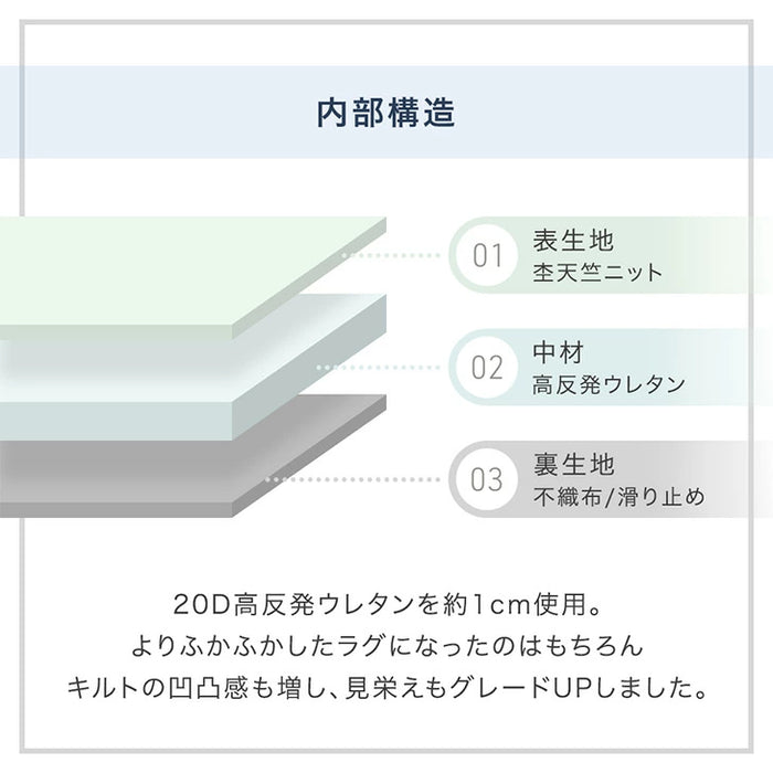 ［200×250］洗える キルトラグ 滑り止め オールシーズン  床暖房 ホットカーペット対応 北欧〔81900129〕