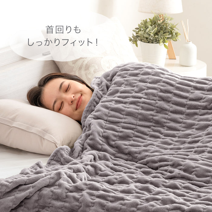 [ダブル] くしゅぽかケット 発熱コットン ブランケット 洗える 毛布 発熱 救出 ひざ掛け 軽量 掛け布団 掛布団〔81900143〕