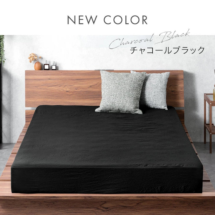 ［セミダブル］洗いざらし ボックスシーツ ピーチスキン 水洗い加工 マットレスカバー マットレス用 シーツ 抗菌 防臭 防ダニ 洗える〔81900230〕