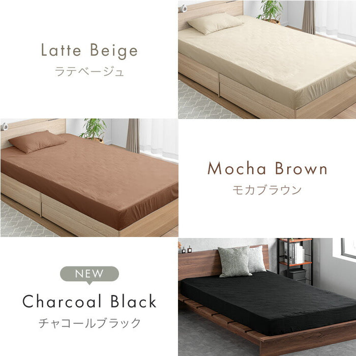［セミダブル］洗いざらし ボックスシーツ ピーチスキン 水洗い加工 マットレスカバー マットレス用 シーツ 抗菌 防臭 防ダニ 洗える〔81900230〕