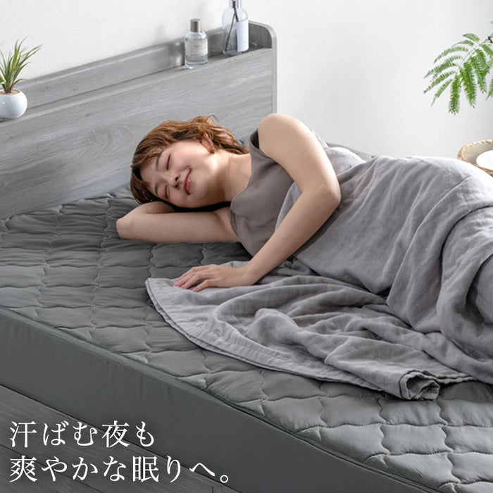 ［シングル］接触冷感 敷パッド一体型 ボックスシーツ ひんやり 洗える 敷きパッド マットレスカバー 春 夏用 冷感寝具〔81900240〕