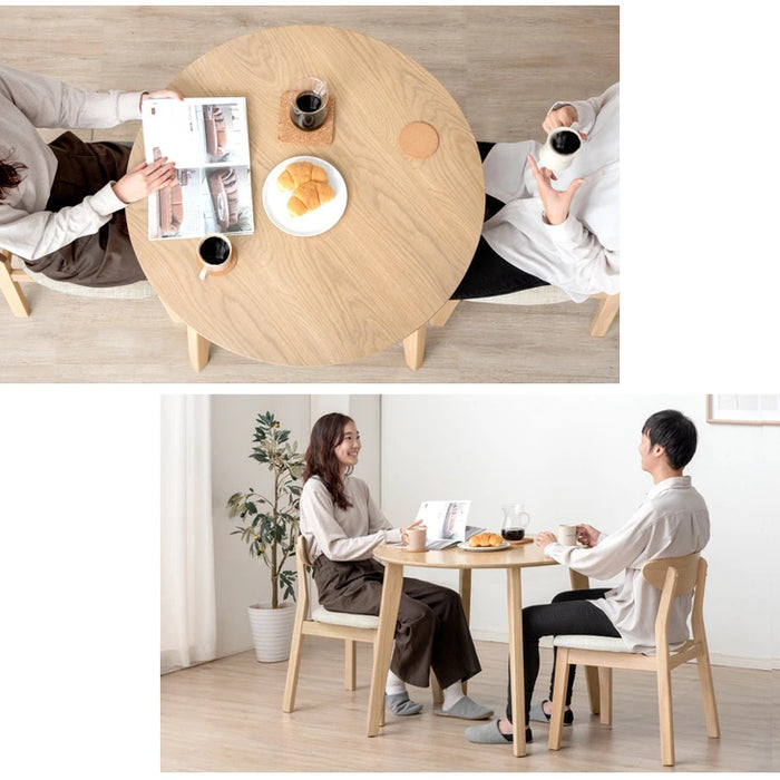 ［幅90cm］ダイニングテーブル 円形 単品 北欧 天然木 おしゃれ 丸テーブル〔82100002〕
