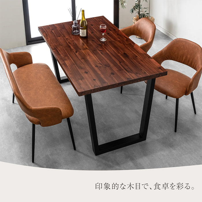 ［幅140］ダイニングテーブル4点セット 4人掛け ベンチ ダイニングチェア 長方形 レザー調【超大型商品】〔82110004〕