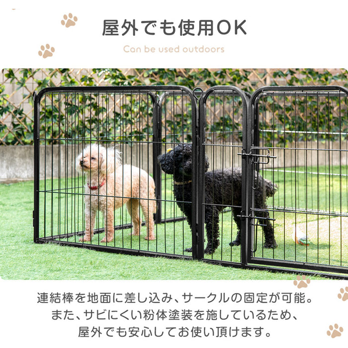 ［1ドア・高さ60cm］バリアフリー ペットサークル ハイタイプ スチール ペットケージ 正方形〔83900000〕
