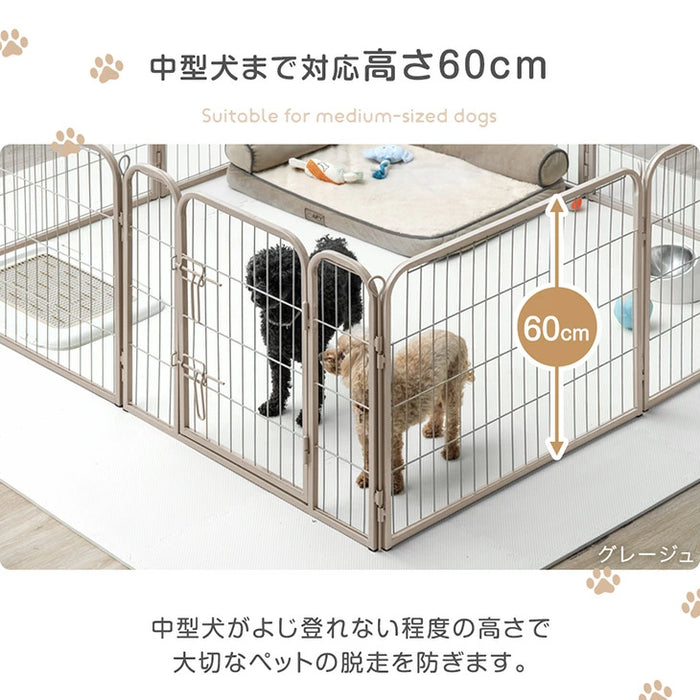 ［1ドア・高さ60cm］バリアフリー ペットサークル ハイタイプ スチール ペットケージ 正方形〔83900000〕