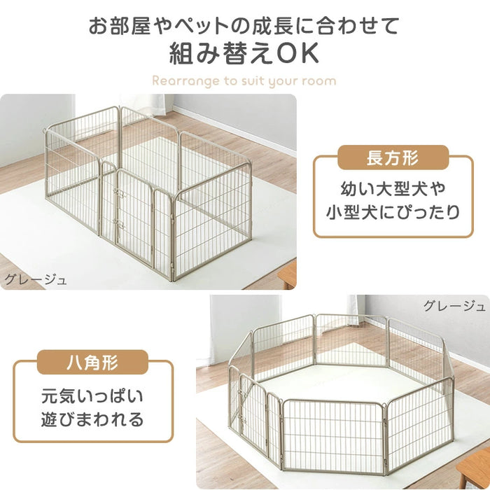 ［1ドア・高さ60cm］バリアフリー ペットサークル ハイタイプ スチール ペットケージ 正方形〔83900000〕
