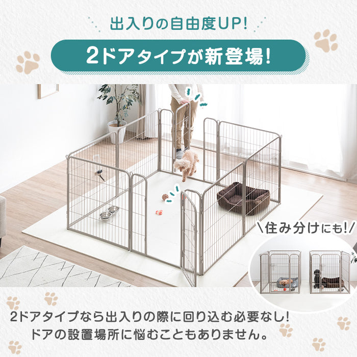 【アウトレット 旧仕様品】［高さ80cm 2ドア］ペットサークル ハイタイプ 屋内外兼用 組み替えOK ワイド ブラック〔8390000501・out3005〕