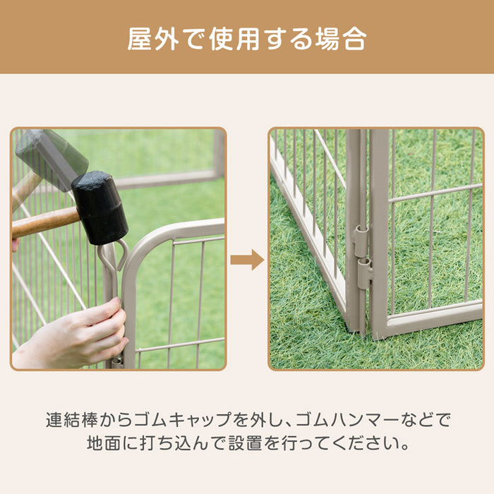 【アウトレット 旧仕様品】［高さ80cm 2ドア］ペットサークル ハイタイプ 屋内外兼用 組み替えOK ワイド ブラック〔8390000501・out3005〕