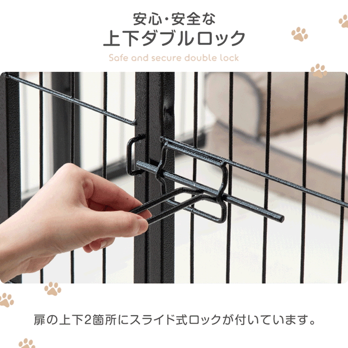 ［1ドア・高さ60cm］バリアフリー ペットサークル ハイタイプ スチール ペットケージ 正方形〔83900000〕