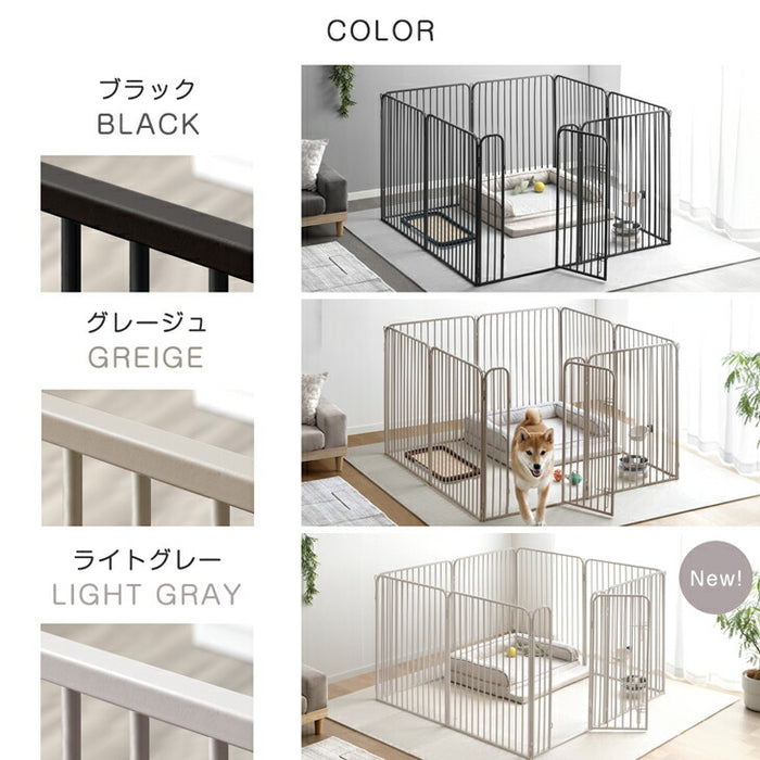 ［高さ100cm］超ハイタイプ ペットサークル 大型犬対応 出入りラクラク スチール ケージ 屋内外兼用 組み替えOK〔83900002〕