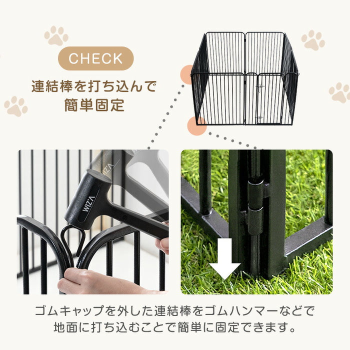 ［高さ100cm］超ハイタイプ ペットサークル 大型犬対応 出入りラクラク スチール ケージ 屋内外兼用 組み替えOK〔83900002〕