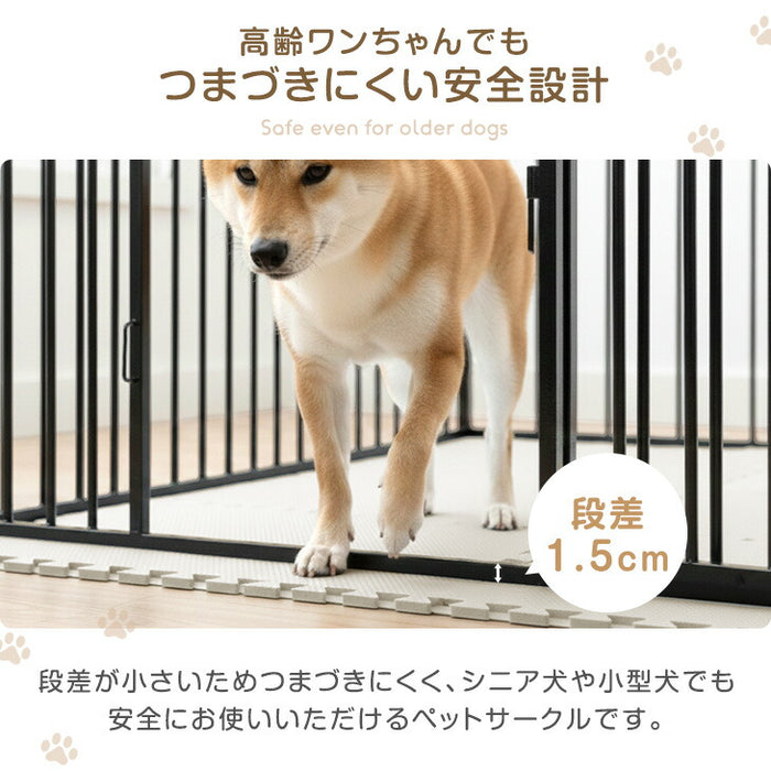 ［高さ100cm］超ハイタイプ ペットサークル 大型犬対応 出入りラクラク スチール ケージ 屋内外兼用 組み替えOK〔83900002〕