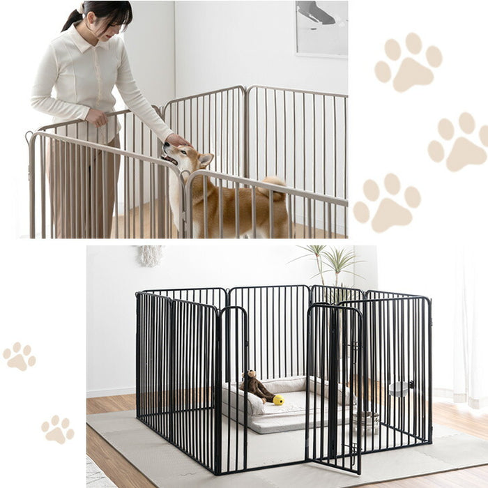 ［高さ100cm］超ハイタイプ ペットサークル 大型犬対応 出入りラクラク スチール ケージ 屋内外兼用 組み替えOK〔83900002〕