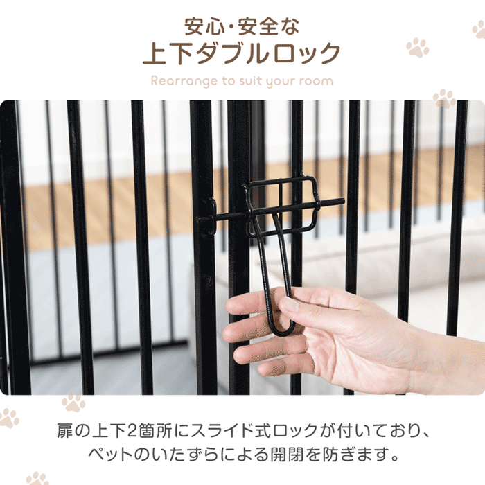 ［高さ100cm］超ハイタイプ ペットサークル 大型犬対応 出入りラクラク スチール ケージ 屋内外兼用 組み替えOK〔83900002〕