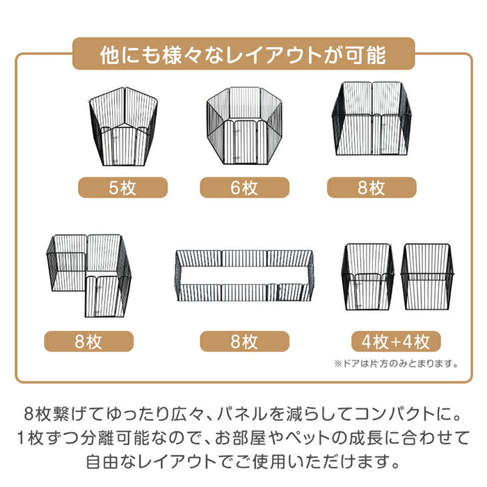 ［高さ100cm］超ハイタイプ ペットサークル 大型犬対応 出入りラクラク スチール ケージ 屋内外兼用 組み替えOK〔83900002〕