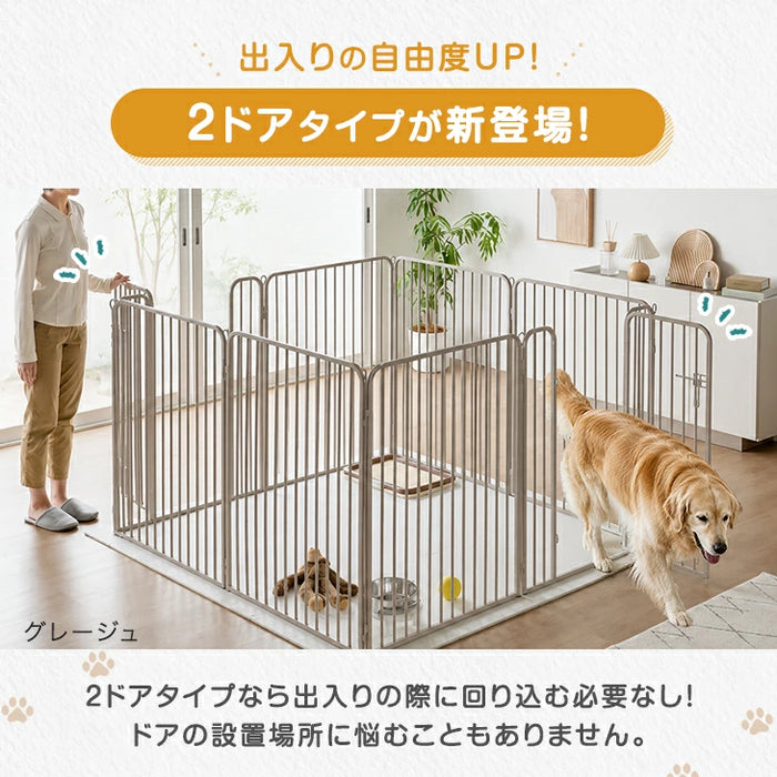 ［高さ100cm・2ドア］超ハイタイプ ペットサークル 大型犬対応 屋内外兼用 組み替えOK〔83900006〕
