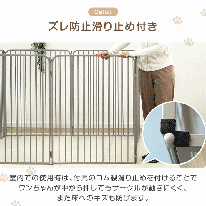 ［高さ100cm］超ハイタイプ ペットサークル 大型犬対応 出入りラクラク スチール ケージ 屋内外兼用 組み替えOK〔83900002〕