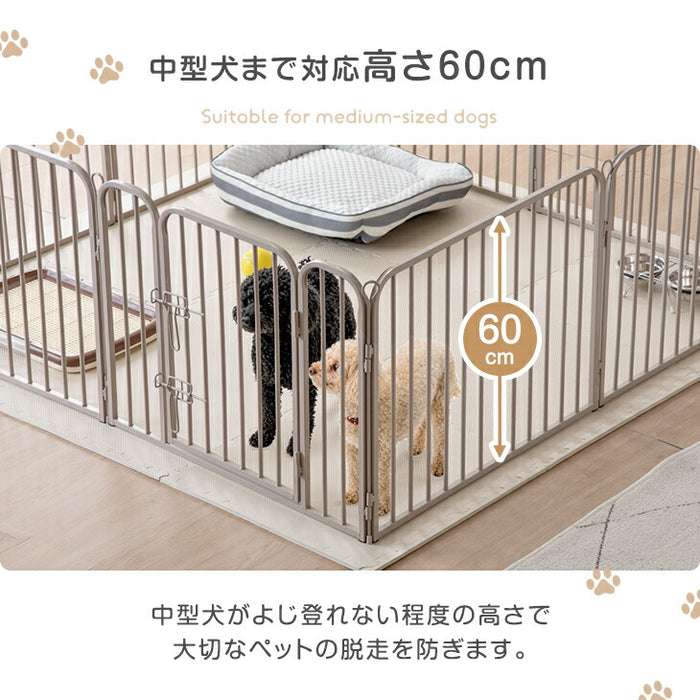 ［高さ60cm 2ドア］バリアフリー ペットサークル ハイタイプ サークル ペットケージ 正方形〔83900004〕