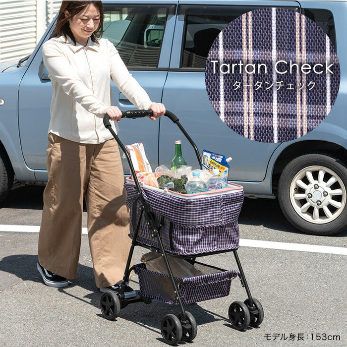 折りたたみ式 ショッピングカート ワンタッチ 大容量 軽量 耐荷重35kg 後輪ブレーキ 着脱バック〔84000011〕