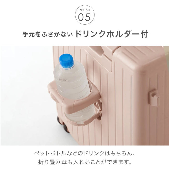 ≪フロントオープン≫ 頑丈 多機能キャリーケース アルミフレーム Mサイズ 62L USB type-c カップホルダー キャスター スーツケース〔84200005〕