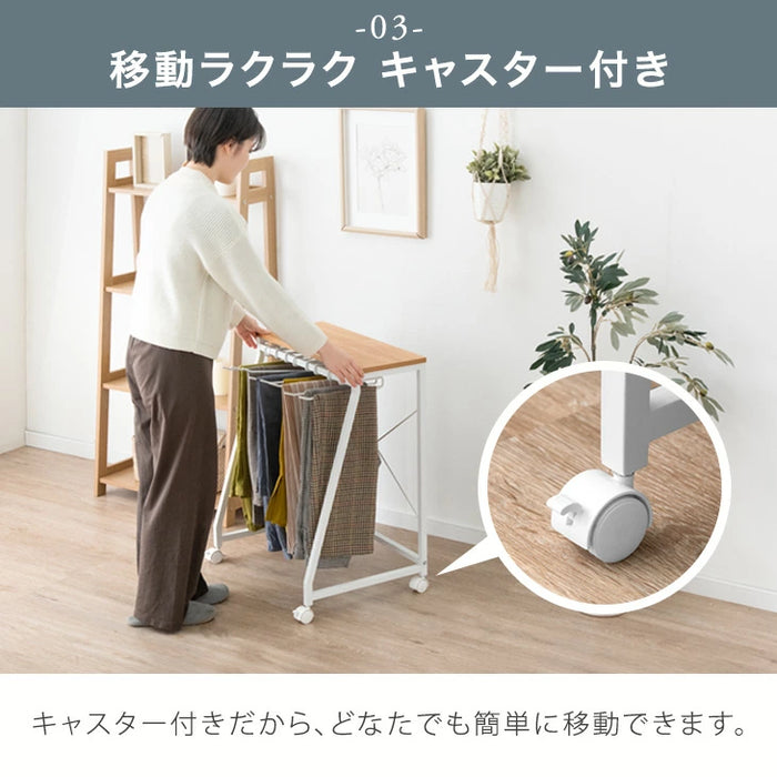 ［ロータイプ］［幅40cm・10本掛け］スラックスハンガー コンパクト設計 スリム キャスター付 粉体塗装 衣類収納 意匠権取得〔84300047〕