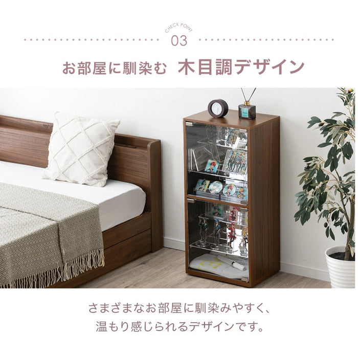 幅40cm 推せる/隠せるオタばれ防止ラック 回転式 アクリル 背面ミラー コレクションケース 北欧〔84300038〕