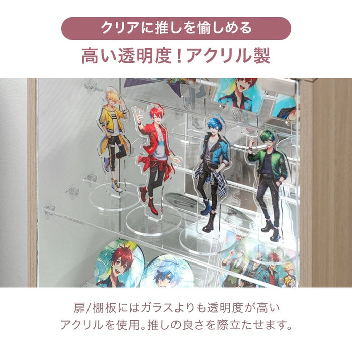 幅40cm 推せる/隠せるオタばれ防止ラック 回転式 アクリル 背面ミラー コレクションケース 北欧〔84300038〕