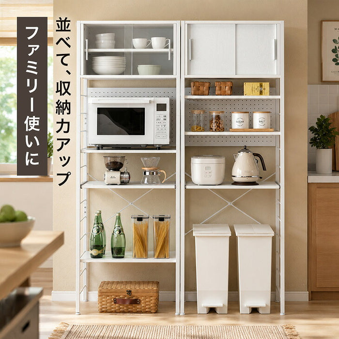【新発売記念プライス】［木目調扉］幅60 キッチンラック 4段 高耐荷重 スライド棚〔84300074〕