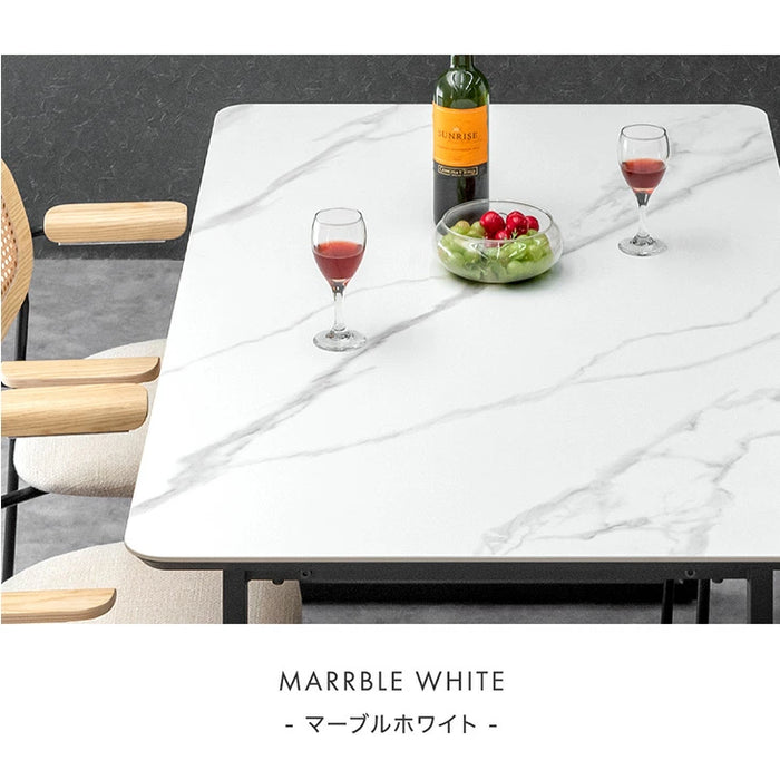 【アウトレット 旧仕様品】[幅180cm] 4人掛け セラミック ダイニングテーブル 単品 黒脚 大理石調【超大型商品】〔8440000601・out2650〕