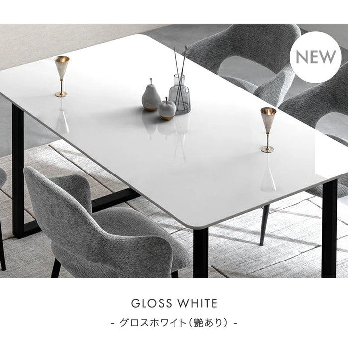 [幅180cm]【玄関渡し】 4人掛け セラミック ダイニングテーブル 単品 黒脚 大理石調【超大型商品】〔84400006〕