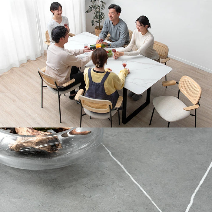 【アウトレット 旧仕様品】[幅180cm] 4人掛け セラミック ダイニングテーブル 単品 黒脚 大理石調【超大型商品】〔8440000601・out2650〕