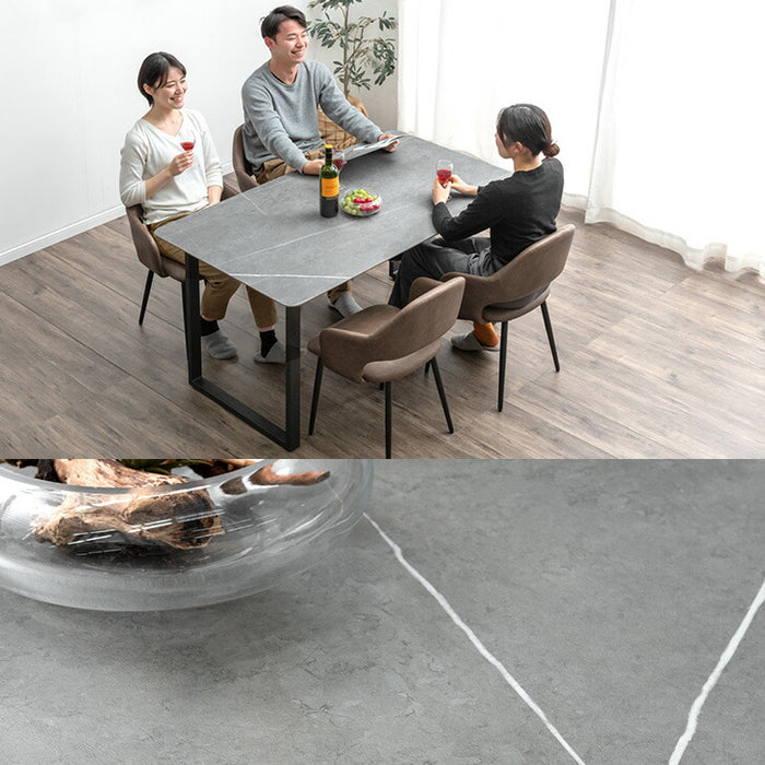 [幅180cm]【玄関渡し】 4人掛け セラミック ダイニングテーブル 単品 黒脚 大理石調【超大型商品】〔84400006〕