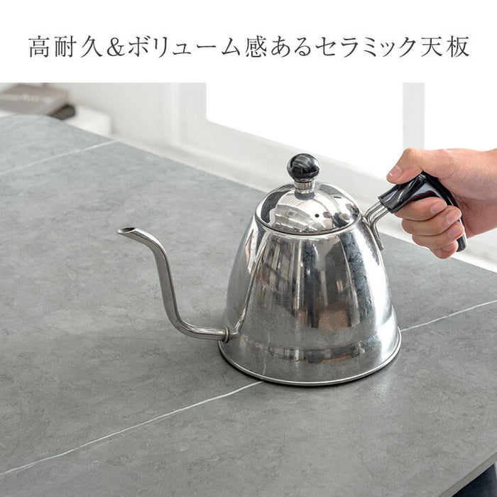 [幅180cm]【玄関渡し】 4人掛け セラミック ダイニングテーブル 単品 黒脚 大理石調【超大型商品】〔84400006〕