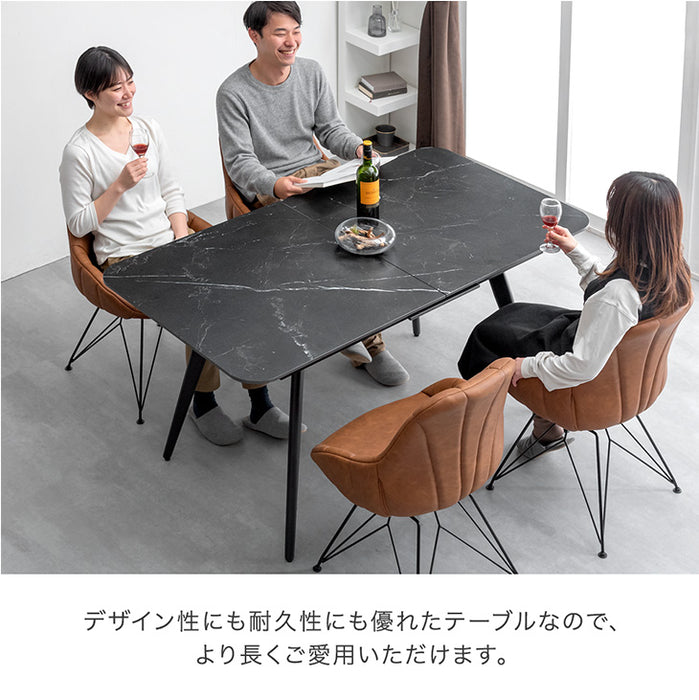 [幅150 180]セラミック 伸長式ダイニングテーブル 折りたたみ 折り畳み 単品 4人掛け 長方形 伸長式 ダイニングテーブル【搬入設置込み】【超大型商品】〔99993026〕