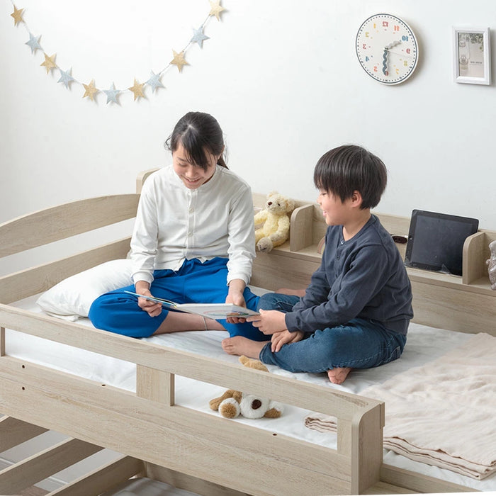 サイド宮付き 二段ベッド 照明＆コンセント付 分離可能 シングル対応 2段ベッド 子供部屋【超大型商品】〔85800002〕