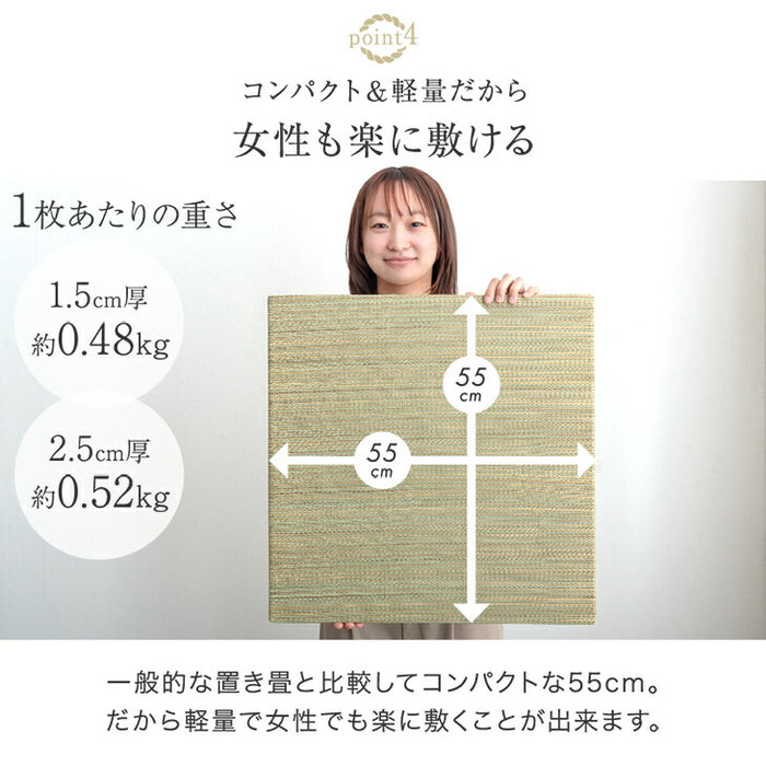 【4枚 厚み2.5cm 0.75畳用】敷くだけカンタン 置き畳 軽量 い草 抗菌 防臭 防音 滑り止め 床暖房対応 琉球畳 和室 賃貸〔86211401〕