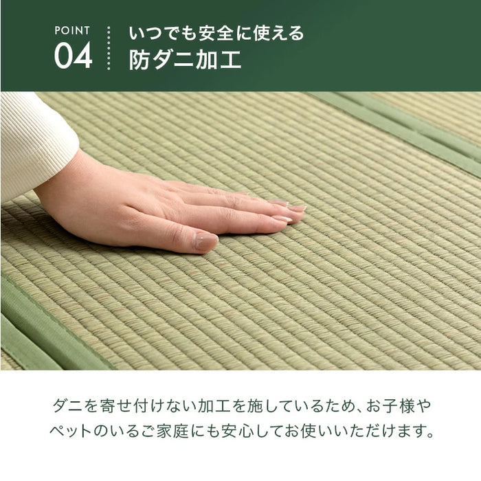 ［5つ折り］［ダブルロング］天然い草 畳マット 折り畳み 抗菌 防臭 床暖房対応 お掃除ロボット対応〔86400013〕