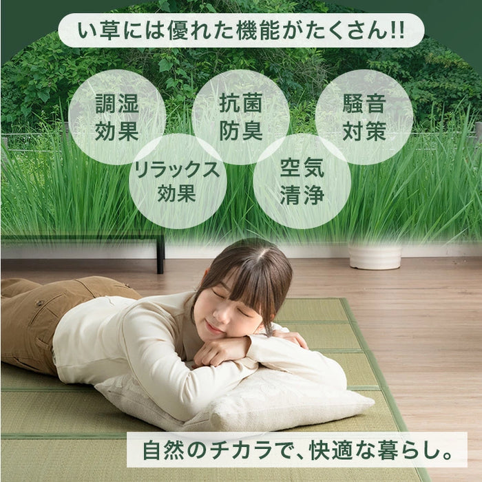 ［5つ折り］［ダブルロング］天然い草 畳マット 折り畳み 抗菌 防臭 床暖房対応 お掃除ロボット対応〔86400013〕