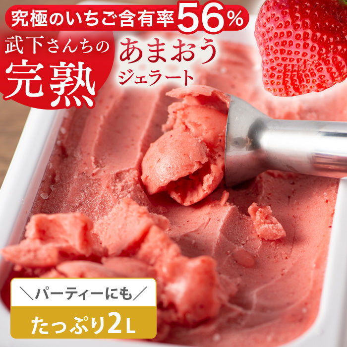 大容量 2L 武下さんちの“完熟” あまおうジェラート 究極いちご含有率56％ 福岡県 大川 アイスクリーム シャーベット パーティー バーベキュー イチゴ スイーツ ファミリー 無着色〔89600016〕
