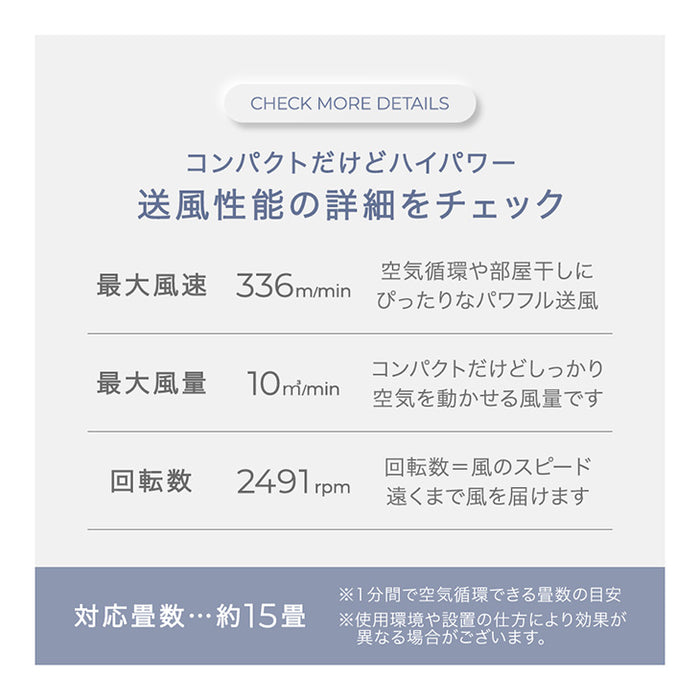 360° 首振り サーキュレーター ホワイト DCモーター リモコン タイマー付き サーキュレーターファン 扇風機〔9000000001〕