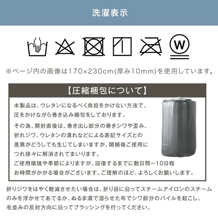 ［170×230］下敷きマット 厚み10mm 洗える 防音 防ダニ 下敷きラグ 滑り止め 防音マット〔90900007〕