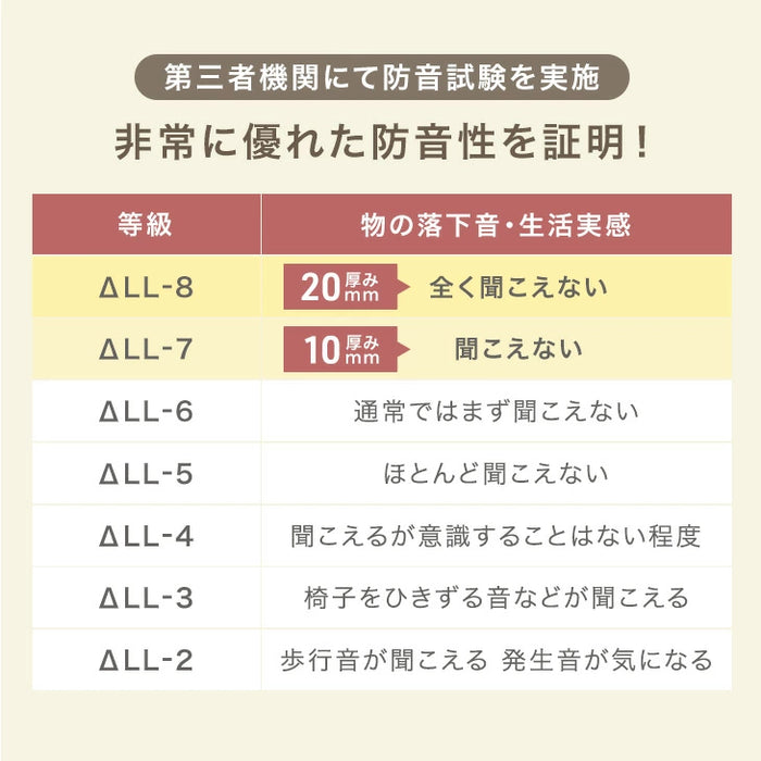 ［170×230］下敷きマット 厚み10mm 洗える 防音 防ダニ 下敷きラグ 滑り止め 防音マット〔90900007〕