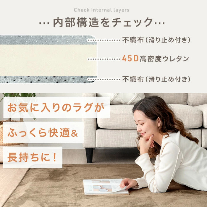 ［170×170］厚み40mm つまずきにくい 極厚下敷きマット 洗える 防音 防ダニ 下敷きラグ 滑り止め 防音マット〔90900022〕