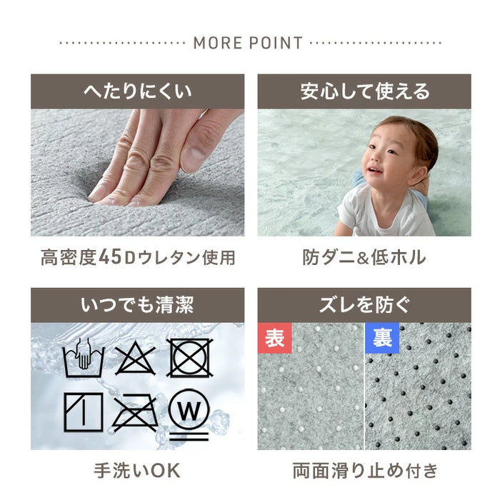 ［170×170］厚み40mm つまずきにくい 極厚下敷きマット 洗える 防音 防ダニ 下敷きラグ 滑り止め 防音マット〔90900022〕