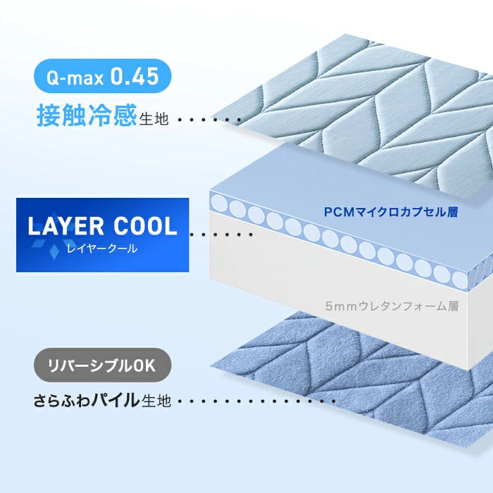 【新発売記念プライス】［シングル］ひんやりキープ “W冷感” 敷パッド 洗える リバーシブル 持続冷感 調温 接触冷感 ベッドパッド LAYERCOOL〔90900029〕