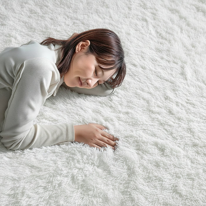 ［S・10mm厚］【リニューアル特価】さらふわ手触り 洗える 高密度 シャギーラグ 防汚 防音 滑り止め〔90900033〕