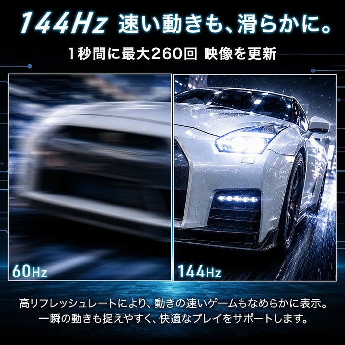 4K高画質 27インチ 144Hz ゲーミングモニター Fast IPS 4K 3840×2160 0.5ms HDR対応〔91200002〕