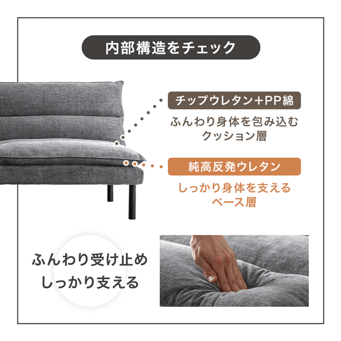 4WAY ソファベッド 洗えるカバーリング 分割OK リクライニング 3人掛け 2人掛け ソファ〔91800003〕