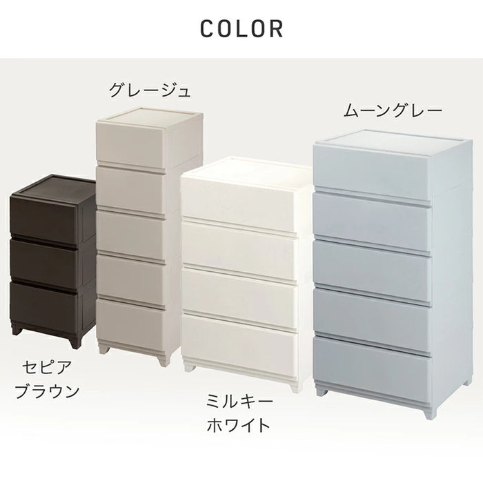 チェスト 日本製 中が見えない ほこりの入りにくい 収納ケース プラスチック  引き出し 軽量 脚付き ワイド［幅54cm・5段］〔92100007〕